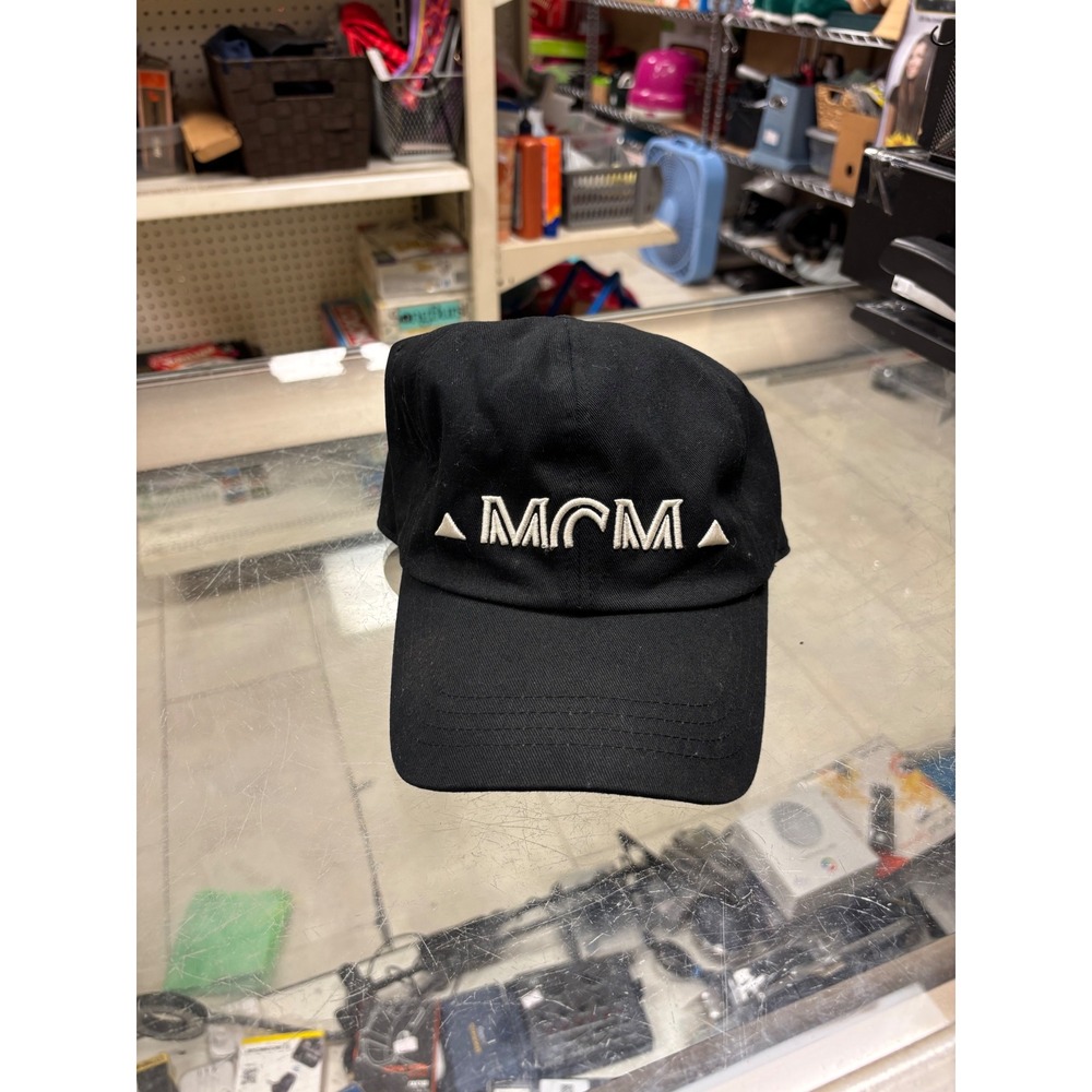 MCM Logo Baseball Cap Black Cotton Adjustable Hat One Size